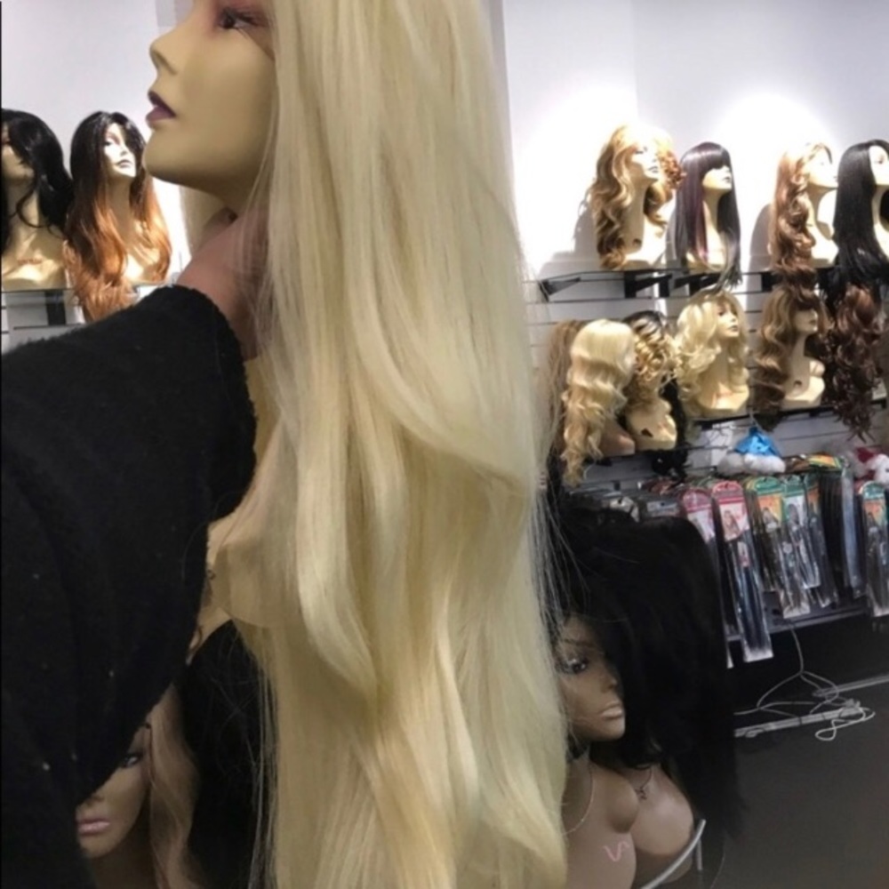 Platinum blonde lace front wig